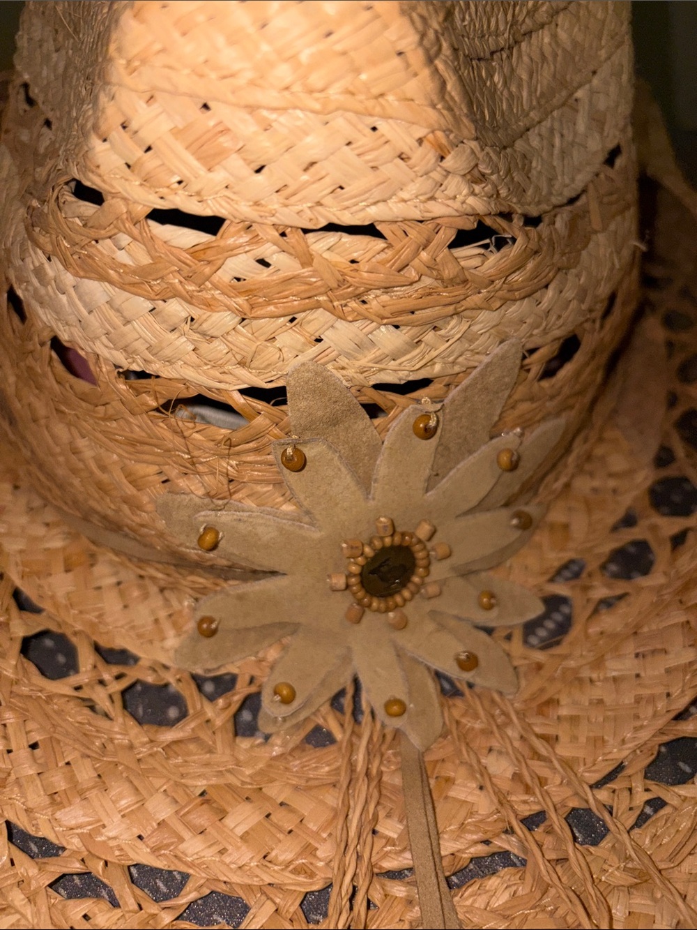 Peter Grimm | Natural Straw Western Hat with Pink Logo Trim - Picture 3 of 3